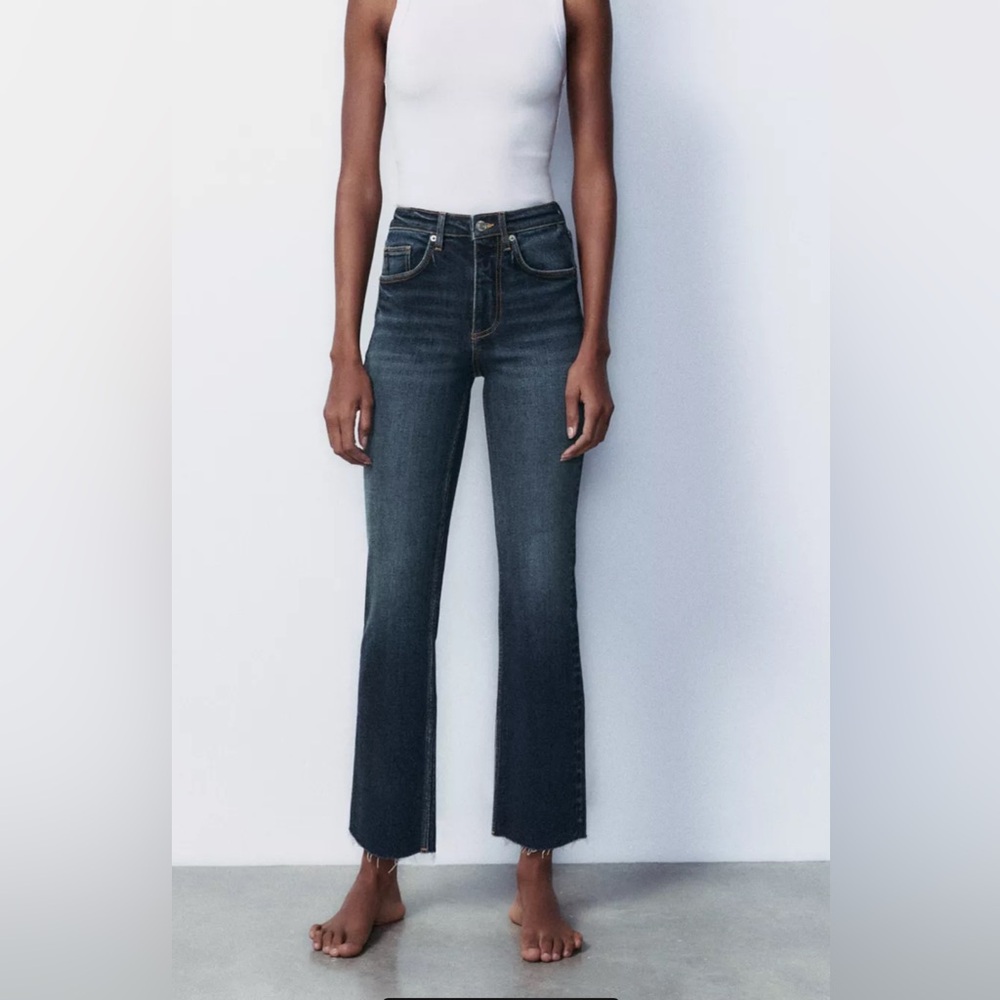 TRF High Waisted Cropped Flare Jean